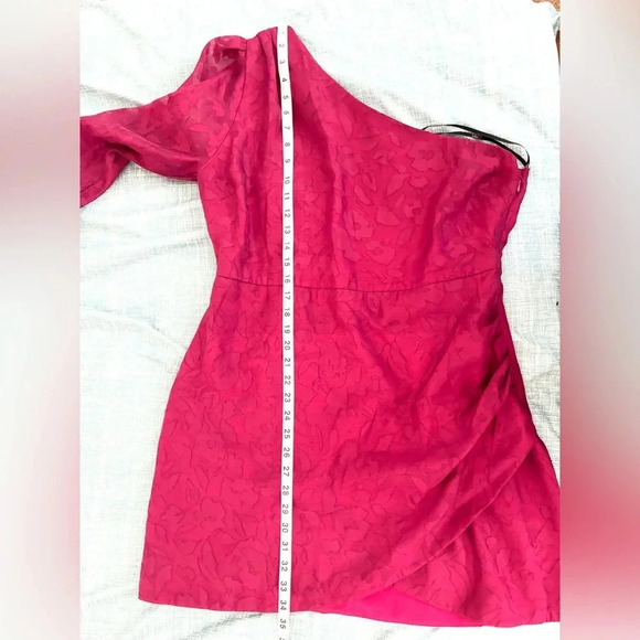 lulu’s Emogene Magenta Burnout Floral Print One-Shoulder Pink Mini Dress xL - Picture 6 of 12